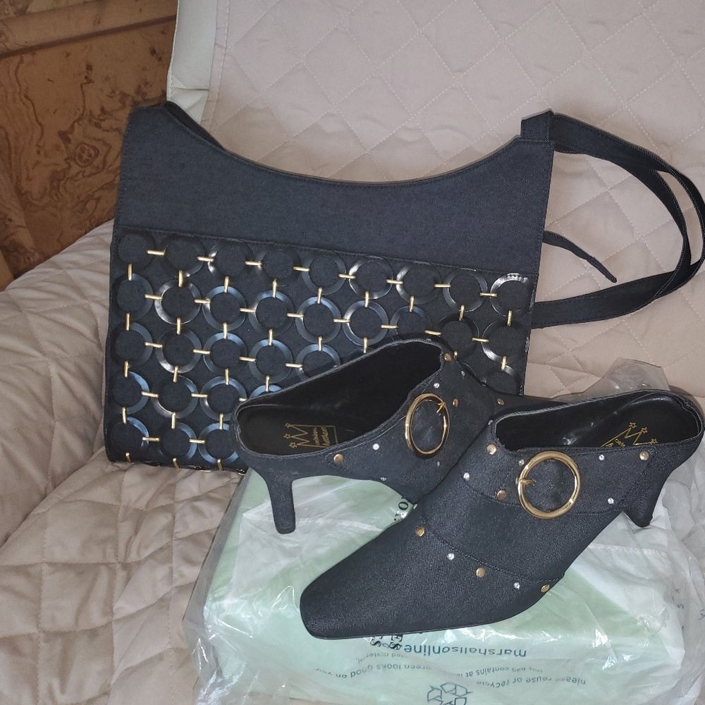 Denim bag and matching mules
